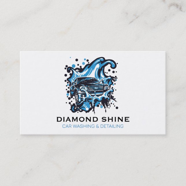 Cartão De Visita Carro Profissional Moderno Que Descreve Limpeza de (Frente)