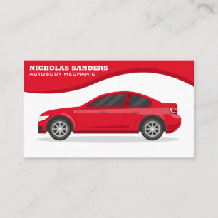 Cartão De Visita Carro Vermelho  Fundo das ondas