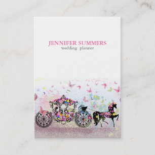 Cartão De Visita Carruagem do casamento com flores & cavalo