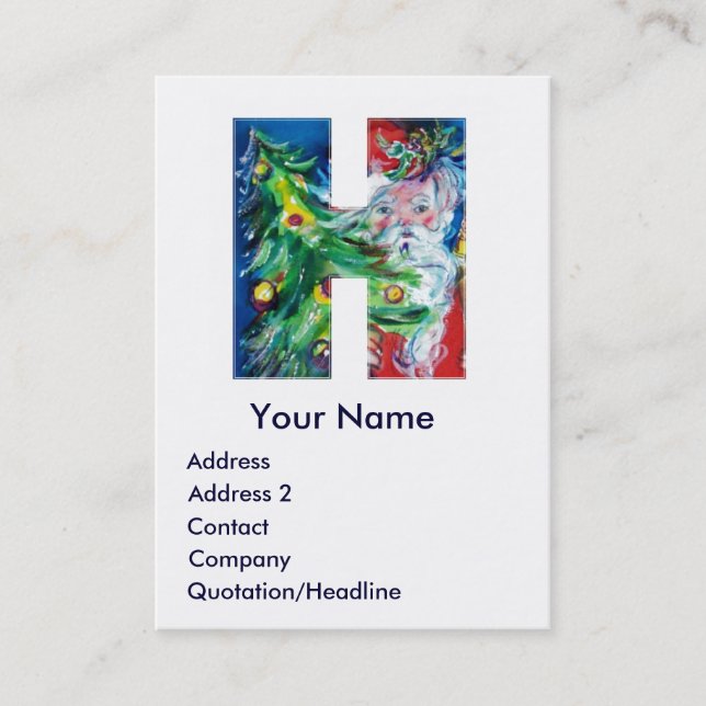 CARTÃO DE VISITA CARTA H DE NATAL/PAPAIS NOEIS COM ÁRVORE DE NATAL (Frente)