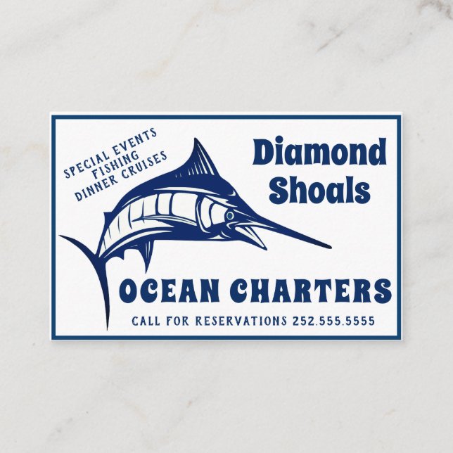 Cartão De Visita Carta patente do oceano do design do espadim azul (Frente)