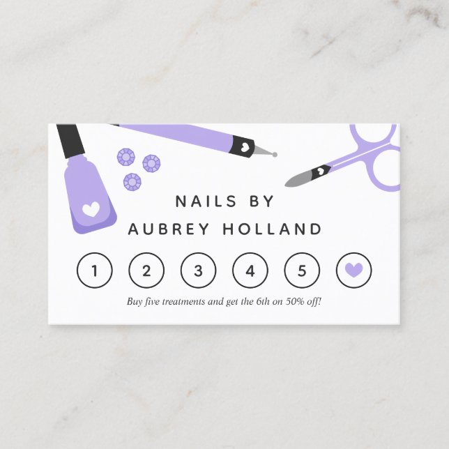 Cartão De Visita Cartão-fidelidade de Ferramentas Artistas de Unhas (Frente)