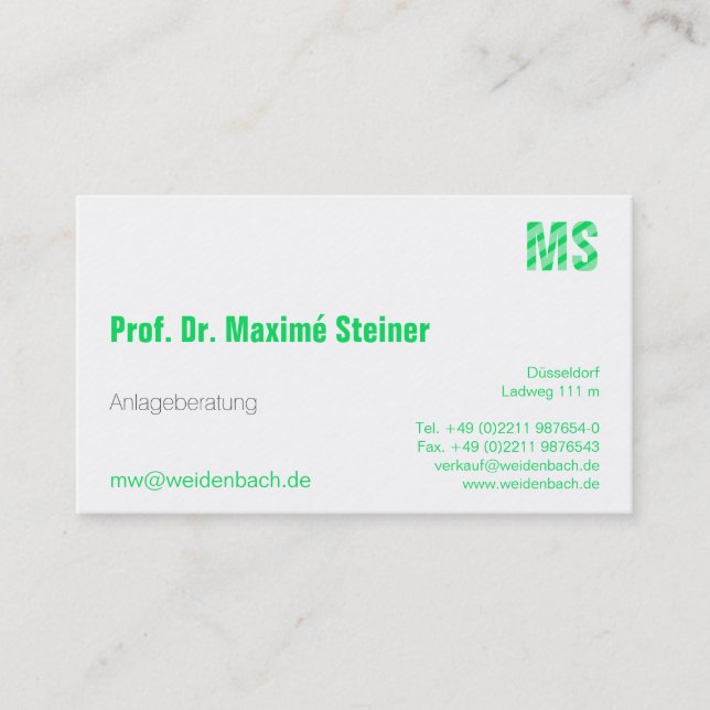 Cartão De Visita Cartas em verde fresco (Frente)