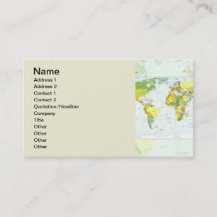 Cartão De Visita Cartaz do Atlas Político do Mapa Mundial: Decoraçã