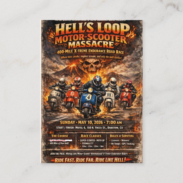Cartão De Visita Cartaz do Evento Hell's Loop 2026 (Frente)
