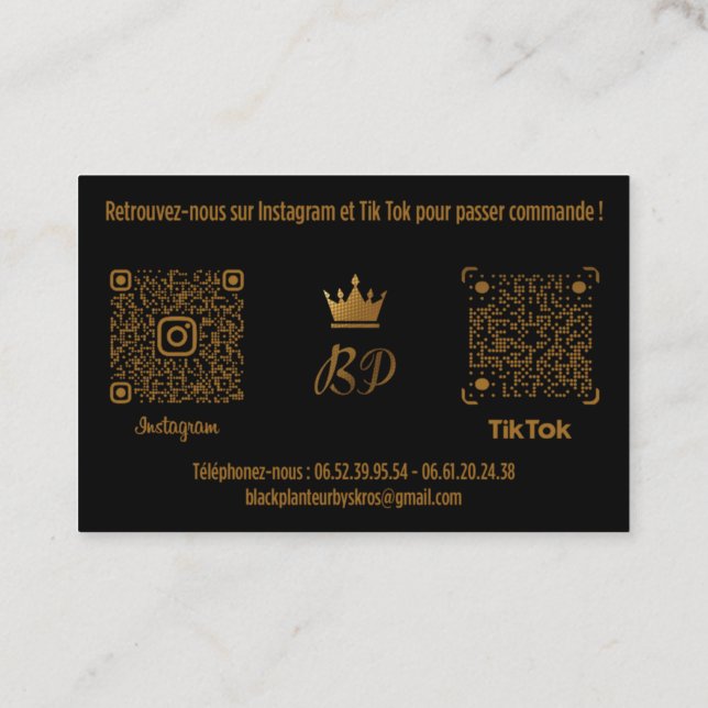 Cartão De Visita Carte de Visite BLALCK PLANTEUR V1 (Verso)