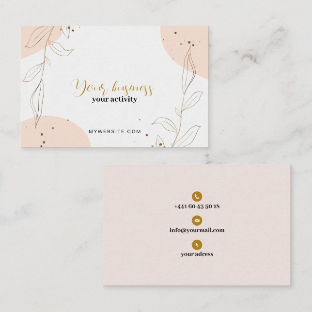Cartão De Visita Carte de visite élégante rose pastel et or (Frente/Verso)