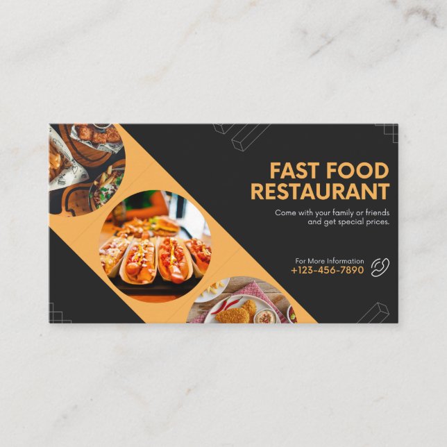 Cartão De Visita carte de visite restaurant fast food (Frente)