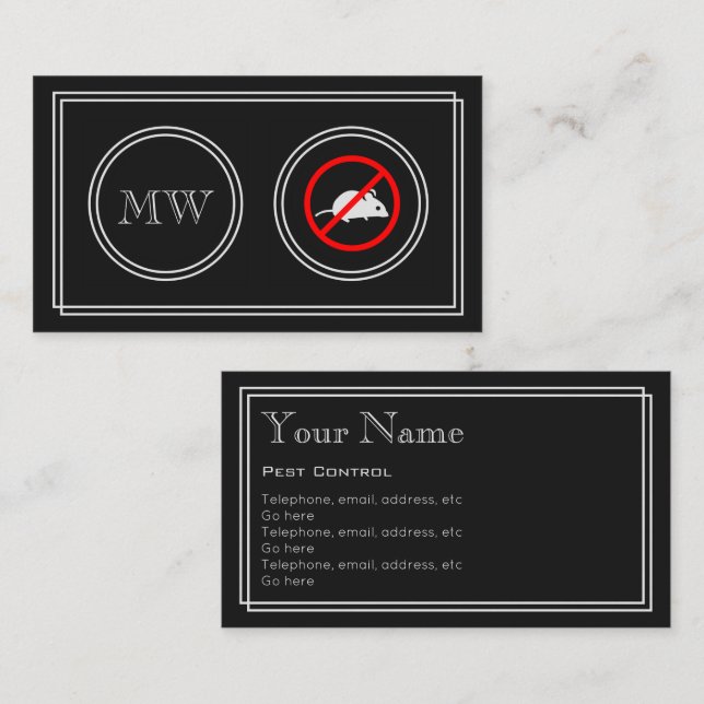 Cartão De Visita "Cartões de visitas do controlo de pragas do filme (Frente/Verso)
