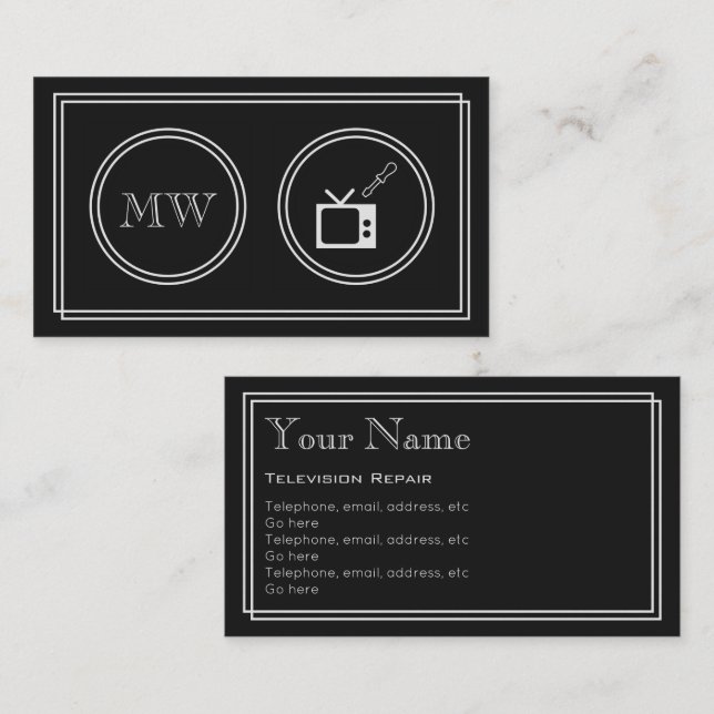 Cartão De Visita "Cartões de visitas do reparo da televisão do (Frente/Verso)