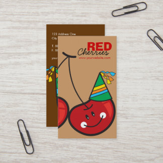 Cartão De Visita Cartografia Diversão e Cerejas Cheeky Vermelhas Co