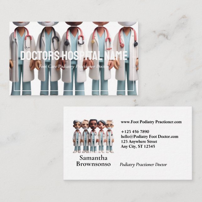 Cartão De Visita Cartoon Bonito Doutor (Frente/Verso)