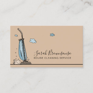 Cartão De Visita Cartoon Brown Janitorial Maid House Clearing