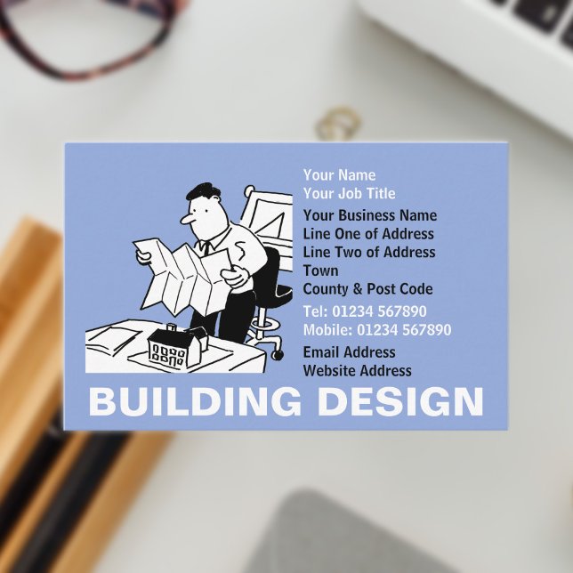 Cartão De Visita Cartoon de Design de Edifícios (Building Design Business Card)