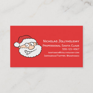 Cartão De Visita Cartoon Informal do Papai Noel Profissional