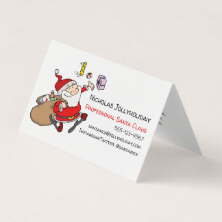 Cartão De Visita Cartoon Informal do Papai Noel Profissional