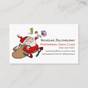 Cartão De Visita Cartoon Informal do Papai Noel Profissional