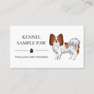 Cartão De Visita Cartoon Vermelho E White Papillon - Cão Cão Cachor