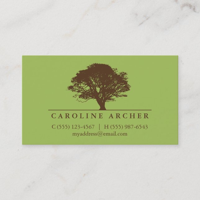 Cartão De Visita Carvalho verde eterno estilo elegante natureza (Frente)