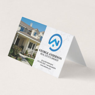 Cartão De Visita Casa com Quintal Frontal Logotipo Moderno de Imó