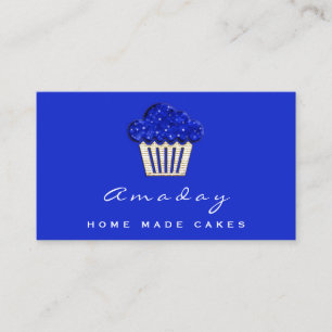 Cartão De Visita  Casa da padaria Fazer bolo Logotipo Muffin Azul D