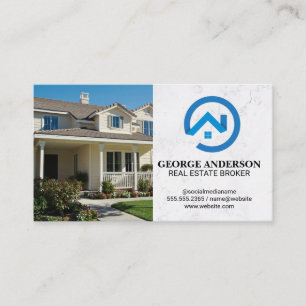 Cartão De Visita Casa de Jardim Logotipo Moderno de Imóveis Azul