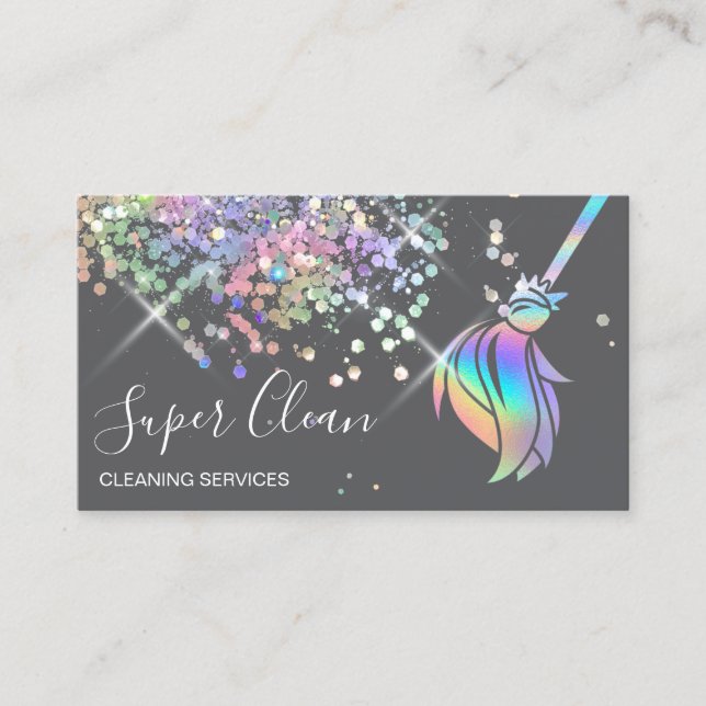 Cartão De Visita Casa de Limpeza Maid Hológrafo (Frente)