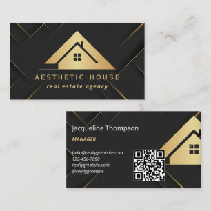 Cartão De Visita Casa de Ouro Moderna Logotipo Imobiliária Corretor