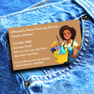 Cartão De Visita Casa Simples Limpando Afro-Americano