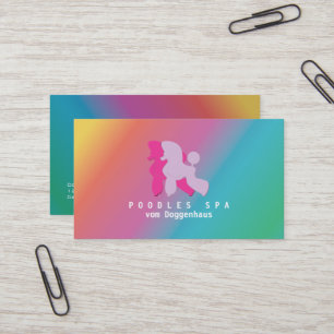 Cartão de Visita Casal de Poodles Rosa e Rosado
