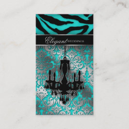 Cartão De Visita Casamento Chandelier Event Planner Blue Silver