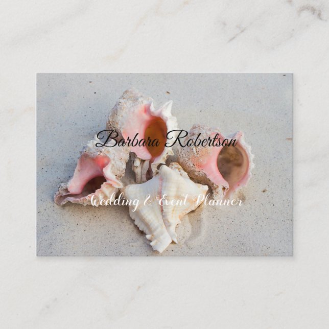 Cartão De Visita Casamento Chic Trendy Coastal Beach Seashells (Frente)