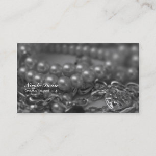 Cartão De Visita Casamento Chico de Pérolas Negras e Brancas