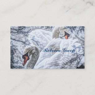Cartão De Visita casamento cisne branco lago inverno romântico