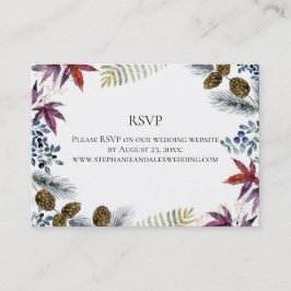 Cartão De Visita Casamento com Aquarela Floral de Maple Japonês