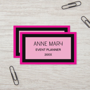 Cartão De Visita Casamento Cor Personalizado Preto Rosa Quente Retr