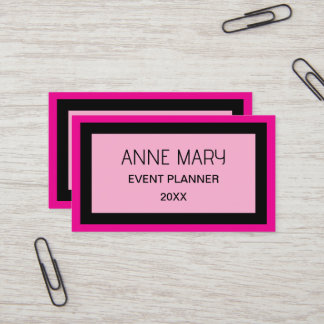 Cartão De Visita Casamento Cor Personalizado Preto Rosa Quente Retr