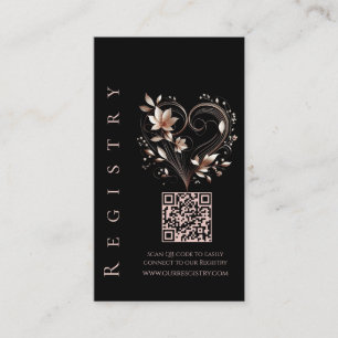 Cartão De Visita Casamento de Flores Douradas Rosa Modernas