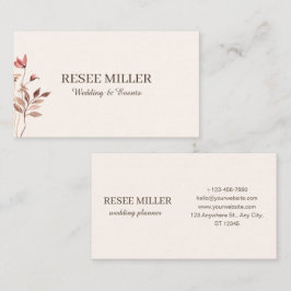 Cartão De Visita Casamento de Flores Simples de Aquarela Neutrais E