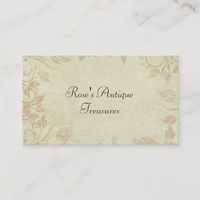 Cartão De Visita Casamento Dourado Antiquado da Vinha Floral (Frente)