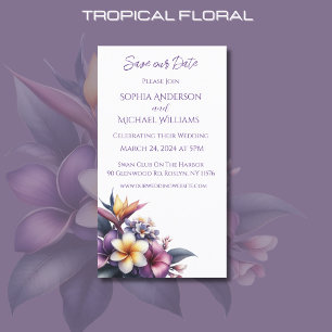 Cartão De Visita Casamento Floral Tropical - Salve a data -