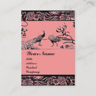 Cartão De Visita CASAMENTO POMBOS DE AMOR MONOGRAMA, preto e branco