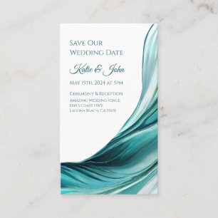 Cartão De Visita Casamento Salve nossa Data - Moderno Emerald Green