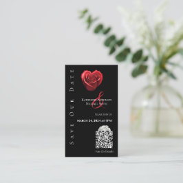 Cartão De Visita Casamento Salve o Rosa de Forma Coração do Código