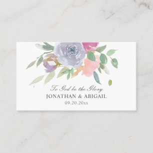 Cartão De Visita Casamento Simples Floral Cristão Rosa-Rosa