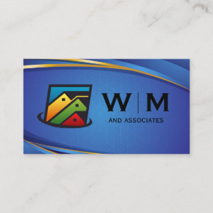 Cartão De Visita Casas de imóveis   Fundo Azul