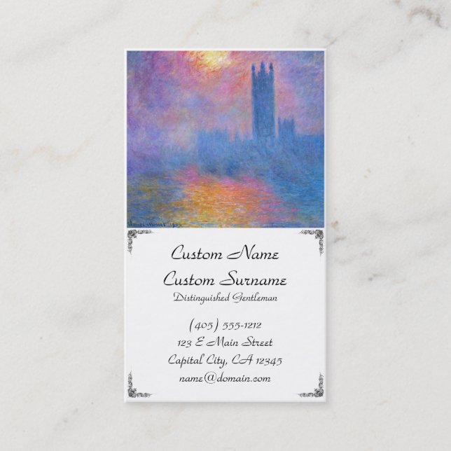 Cartão De Visita Casas do parlamento, Londres, Sun que quebra (Frente)