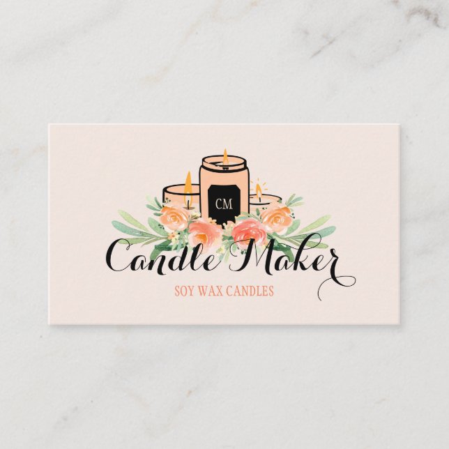 Cartão De Visita Casca de Soja de Vela Suave Elegante (Frente)