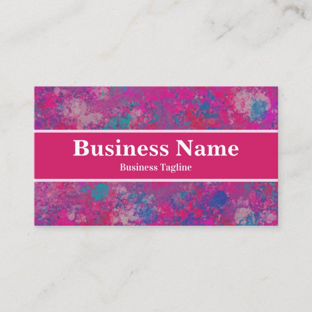 Cartão De Visita Cascata de cor rosa e azul Abstrato (Frente)