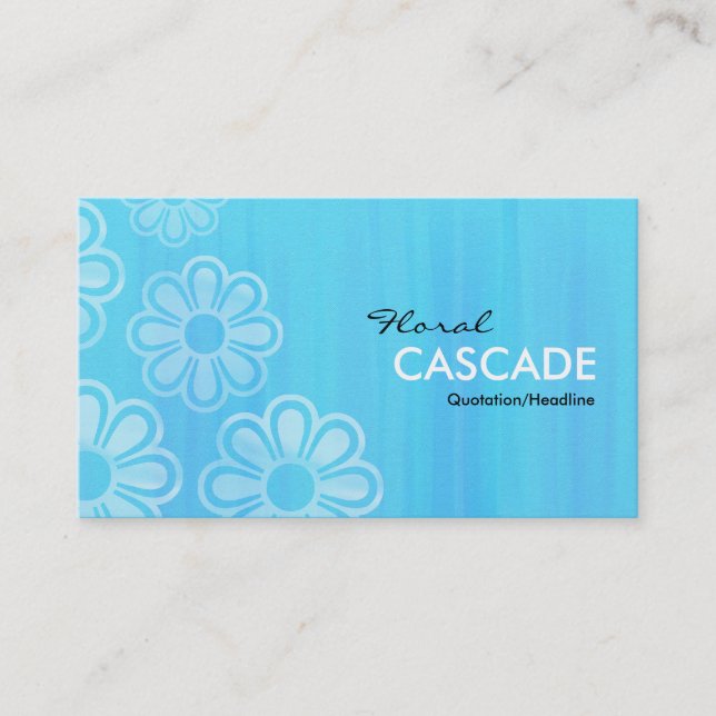 Cartão De Visita Cascata Floral - Textura Pintada Azul (Frente)